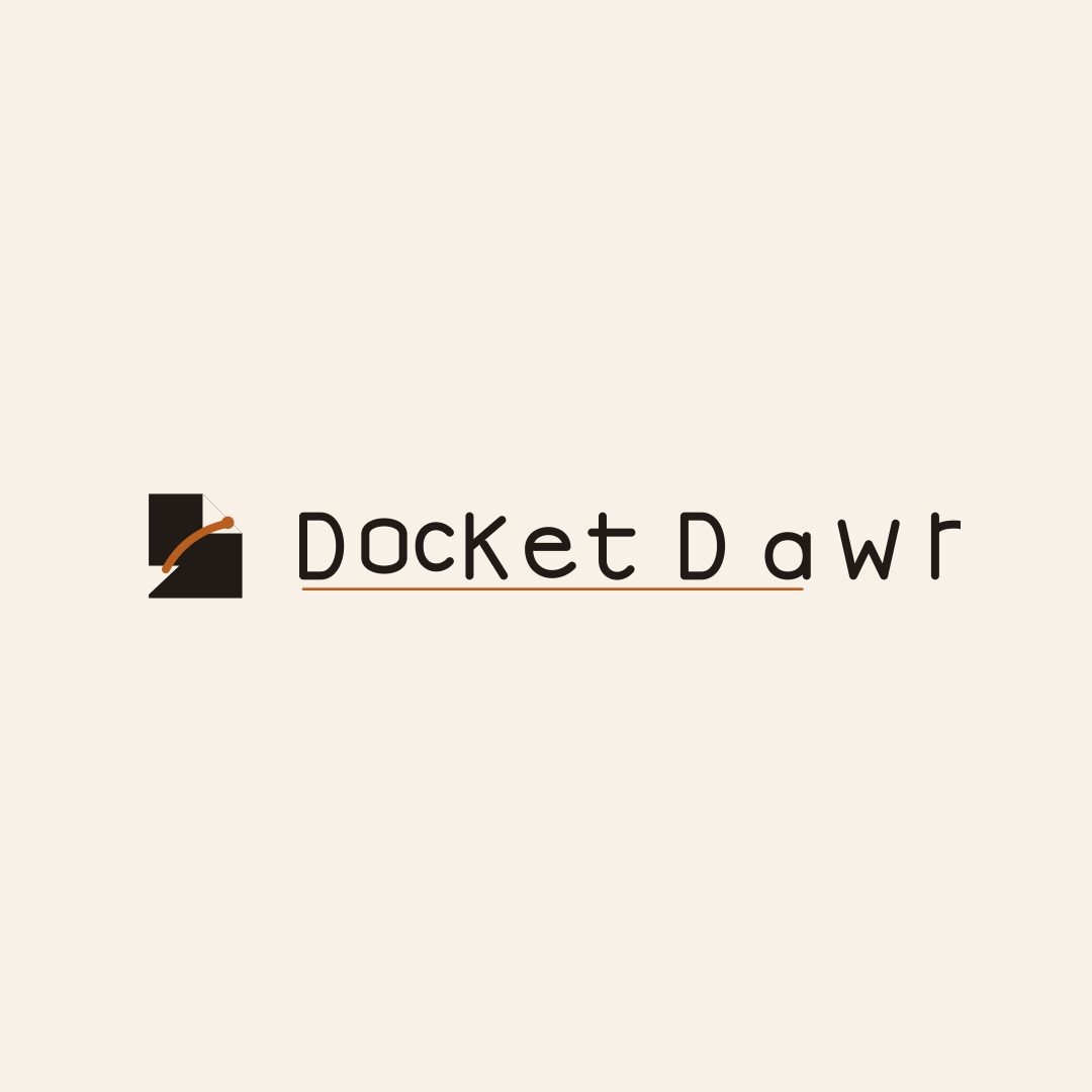 DocketDawn primary lockup centered in a square social graphic